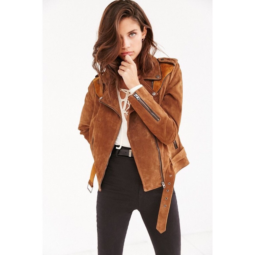 Urban Outfitters Ecote Genuine Suede Spliced Western Jacket